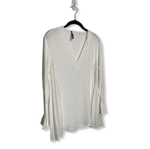 Zara SZ XS oversized white blouse pleated sides - Picture 2 of 4